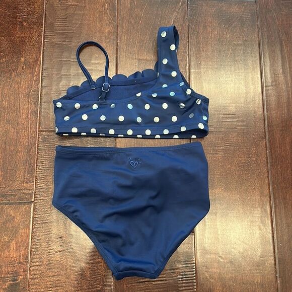 Foil dot scalloped one shoulder bikini - Picture 10 of 14
